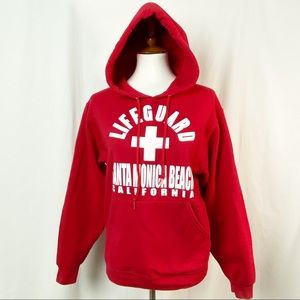 Santa Monica Beach CA Lifeguard Red Hoodie Sm